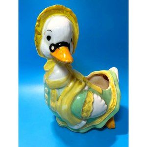 Vintage Mother Goose Napkin Holder Planter Kitchen Ceramic Hand Painted 1950's